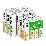 EBL AA AAA Akku Pack 24 Stück - AA Akku 2800mAh...